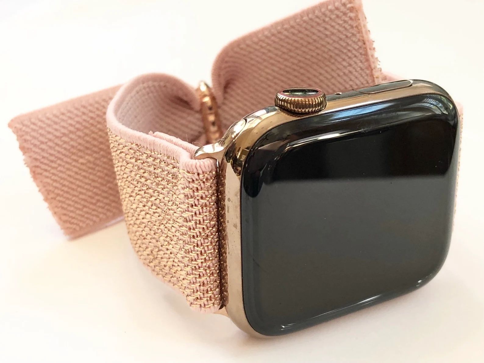 Elastic Apple Watch Band Series 4, 3,2,1 Original Designer Bow Tie metallic Rose Gold adjustable ... | Etsy (US)