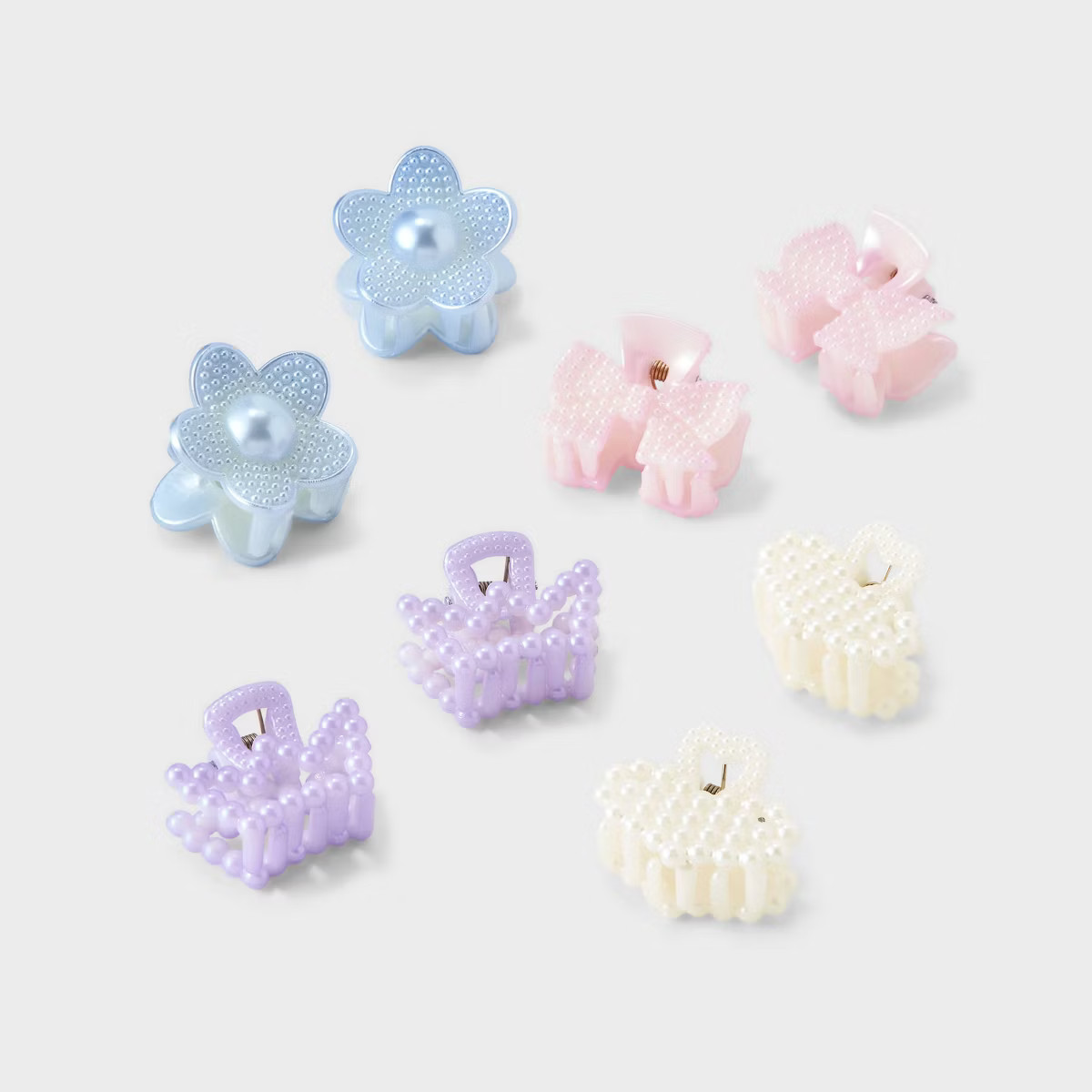 Girls' 8pk Mini Pearl Heart Crown Claw Set - Cat & Jack™: Fashion Hair Clips, Shapes Pattern | Target