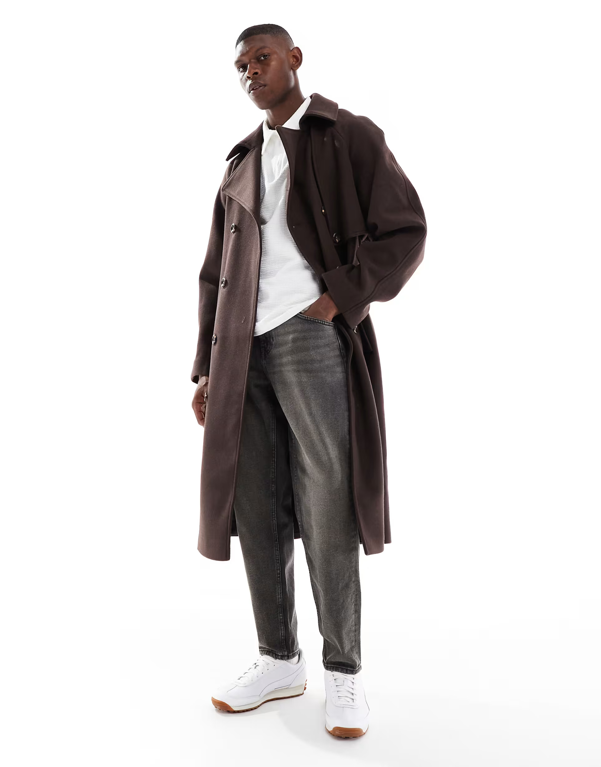 ASOS DESIGN – Oversize-Mantel in dunkelbrauner Wolloptik | ASOS | ASOS (Global)