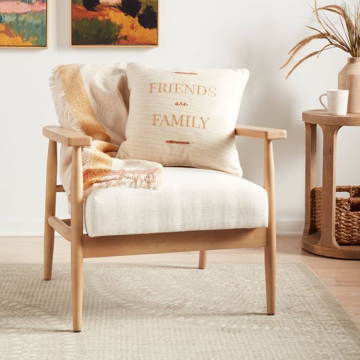 'Friends are Family' Square Throw Pillow Cream/Gold - Threshold™ | Target