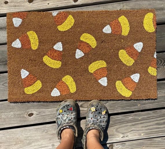 Candy Corn Doormat - Fall Doormat - Halloween Doormat - Candy Corn - Home Decor - Custom Doormat | Etsy (US)