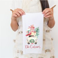 Personalized Christmas Truck Kitchen Towel, Holiday Decor | Etsy (US)