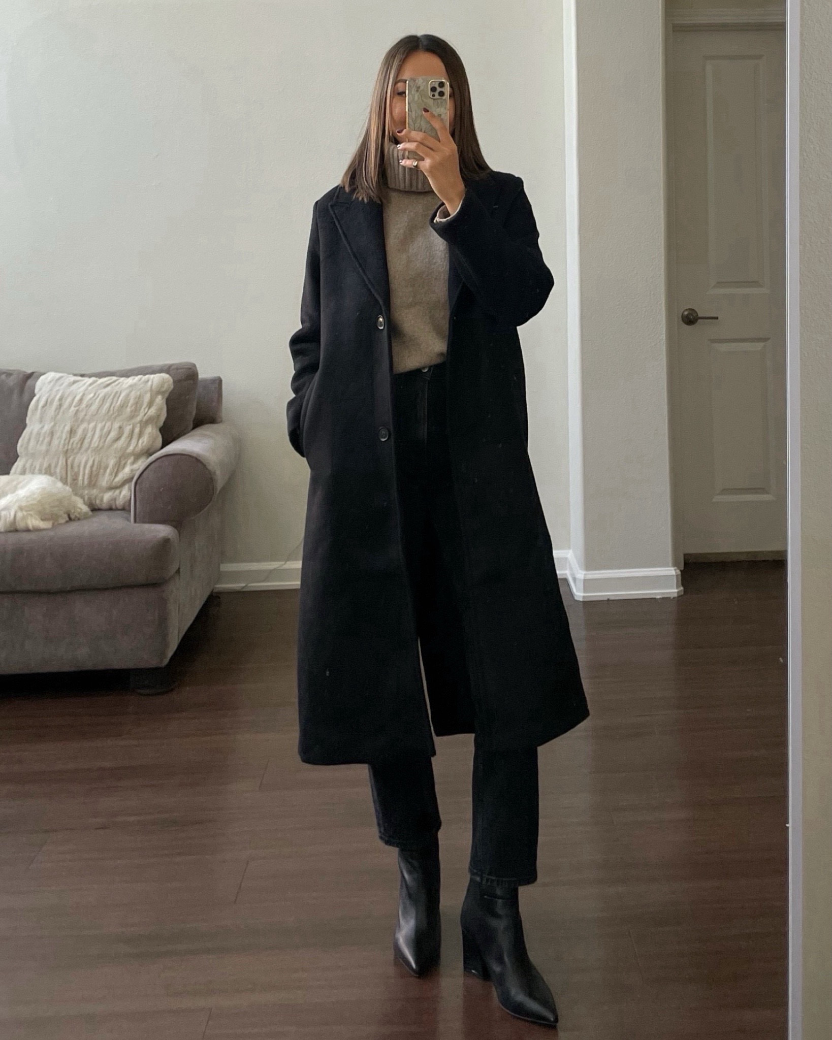 Fall/winter work outfit 

• Franco sarto boots - tts 
• long coat - xs 
• turtleneck - xs 
• ultra high rise ankle jeans -  tts 

Fall style / winter style / coat / turtleneck / boots 

#LTKstyletip #LTKworkwear #LTKSeasonal