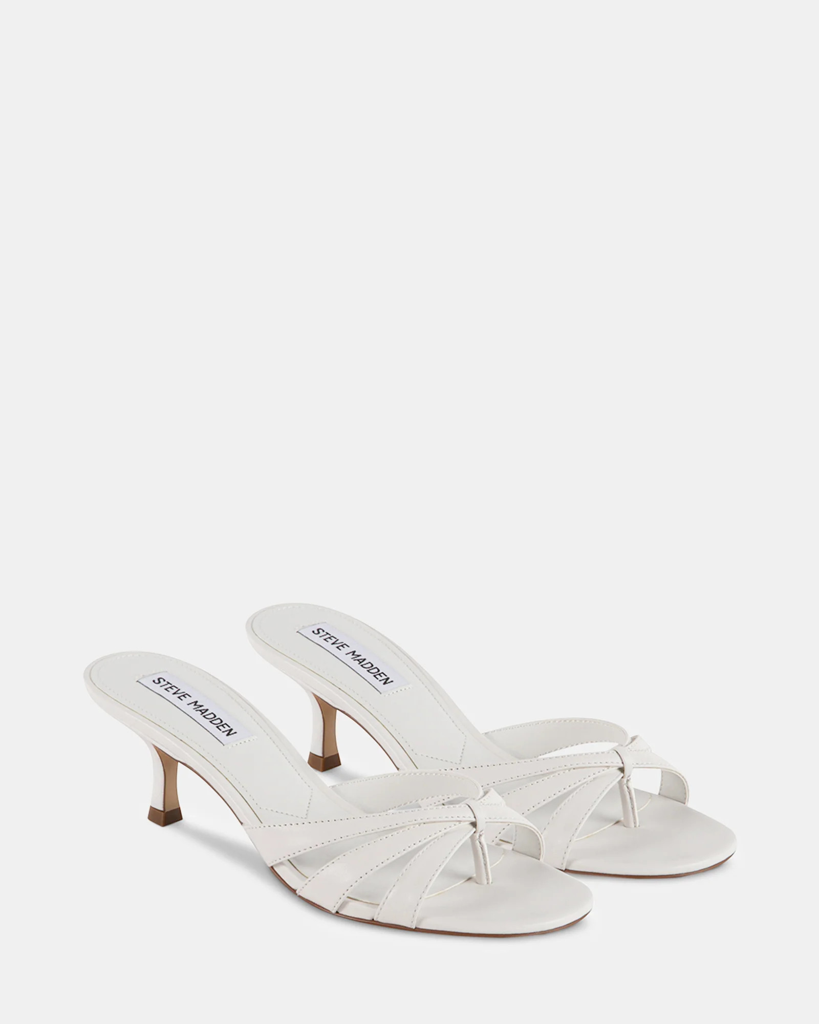 Cary White Leather Open Toe Mules Heels | Women's Designer Heels | Steve Madden (Canada)