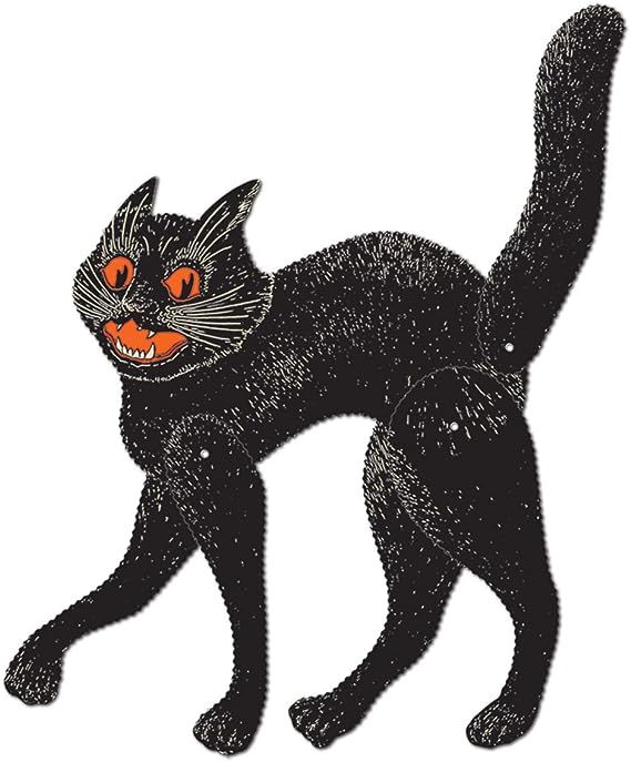 Beistle Scary Cat Cut Out Vintage Halloween Party Decorations, 20.5", Black/Orange/White | Amazon (US)