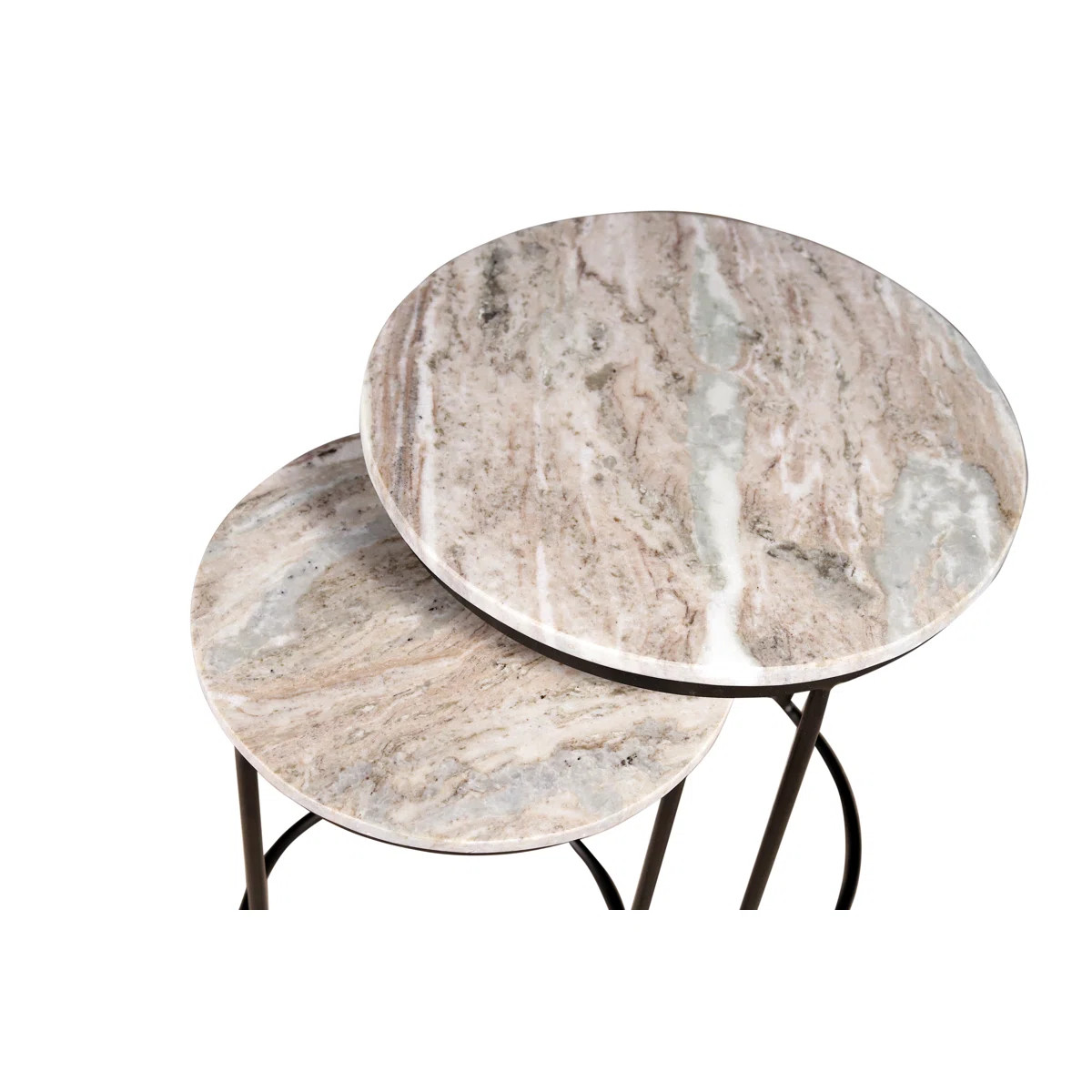 Nesting Tables | Brown Marble Top Nesting Coffee Table with Metal Frame (Set of 2) | Wayfair North America