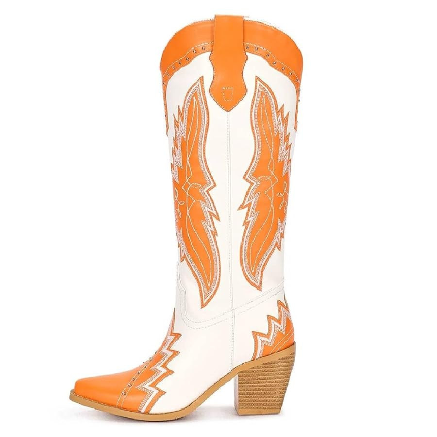 Richealnana Women's Western Cowgirl Knee High Boots Embroidered Cowboy Boots Chunky Heel Fashion ... | Amazon (US)