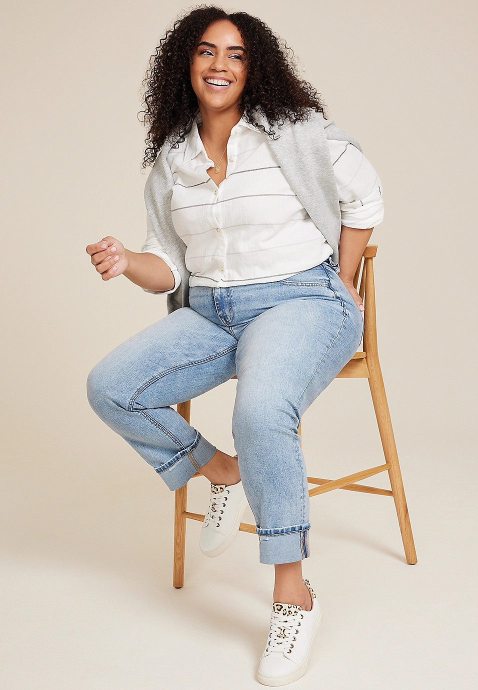 Plus Size m jeans by maurices™ Cuffed High Rise Slim Straight Ankle Jean | Maurices