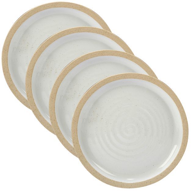 Certified International Artisan Ceramic Dinner Plates 10.8" White/Brown - Set of 4 | Target