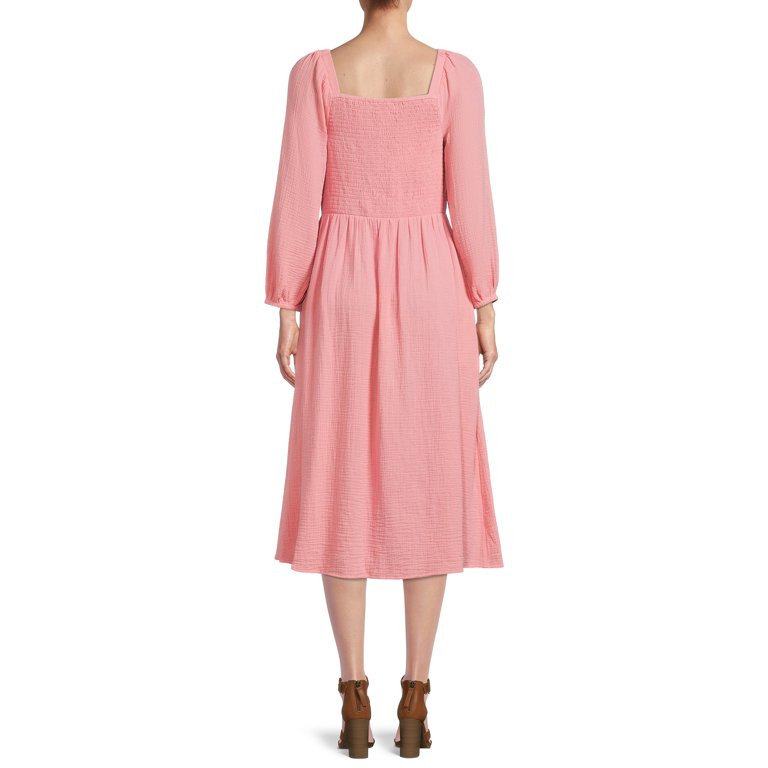 BeachLunchLounge Women's Square Neck Smocked Dress | Walmart (US)