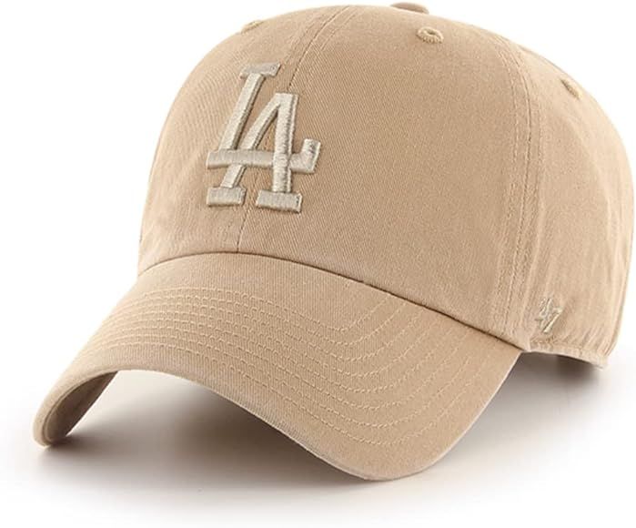 '47 Los Angeles Dodgers Clean Up Dad Hat Baseball Cap - Khaki | Amazon (US)