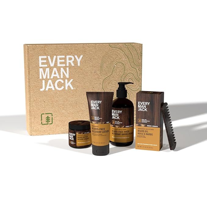 Every Man Jack Mens Sandalwood Beard Set - Five Full-Sized Grooming Essentials For a Complete Rou... | Amazon (US)