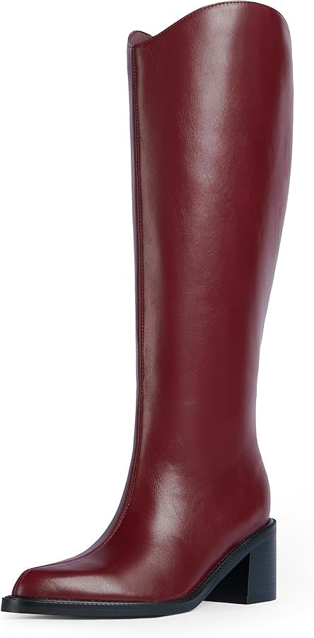 Modatope Women's Knee High Boots Pointed Toe Chunky Block Heel Tall Boots with Side Zipper Long B... | Amazon (US)