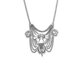 Countess Collection | Luann De Lesseps | Clear Crystal Chain Bib Necklace | SuperJeweler