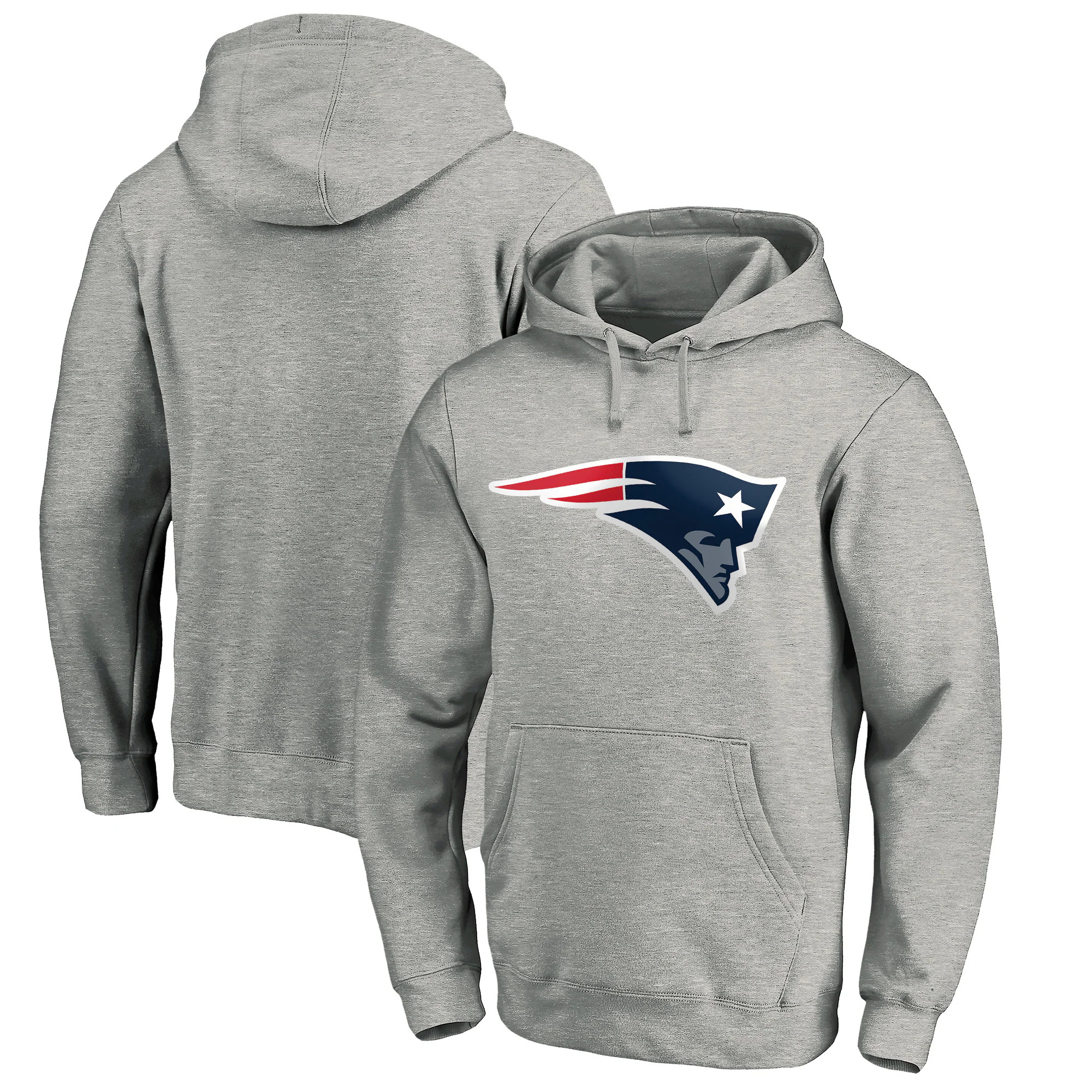New England Patriots Primary Logo Fitted Pullover Hoodie - Heather Gray | Fanatics