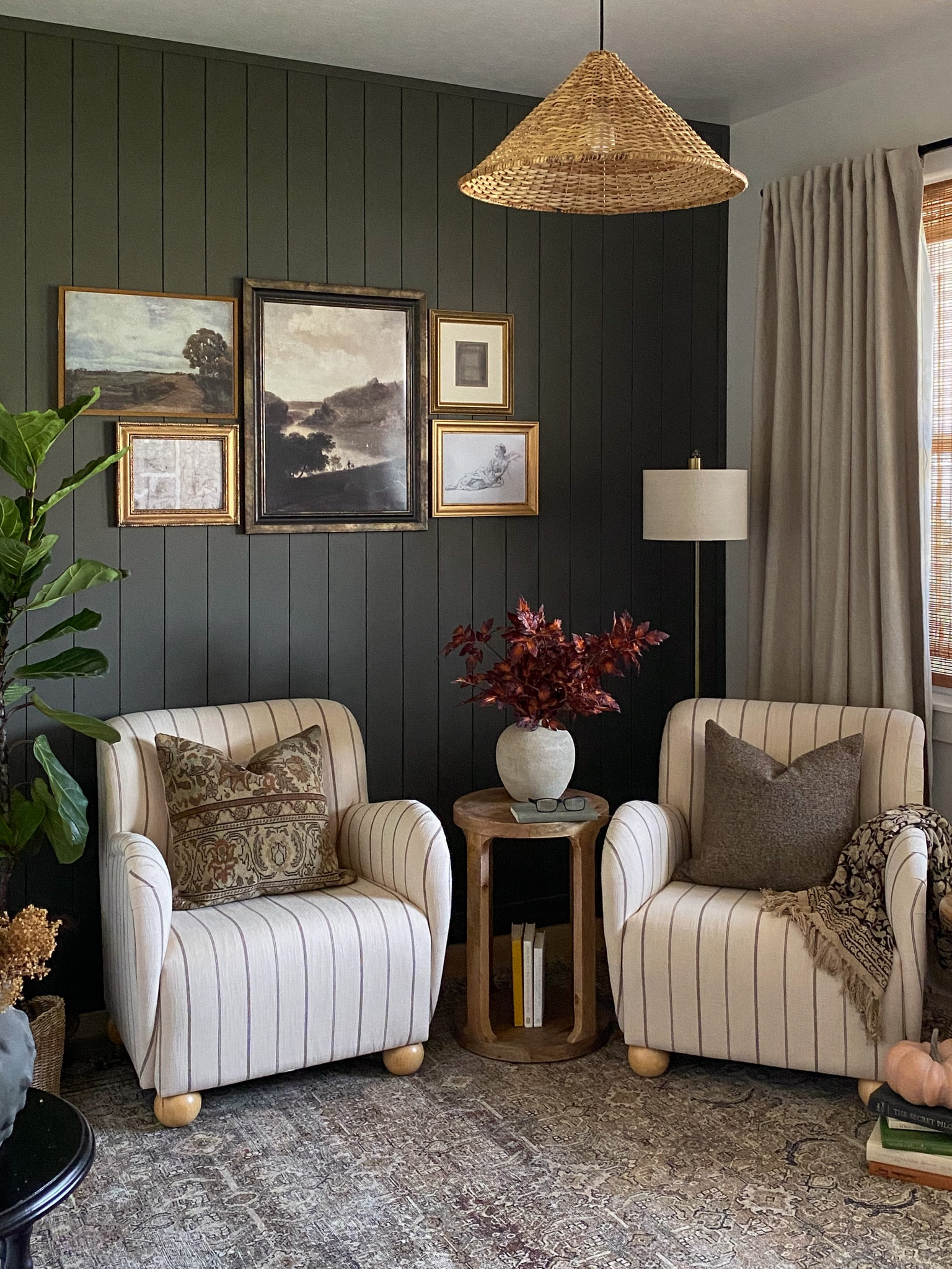 Den inspo, affordable home decor, noodle bench, Target home, bun foot accent chair, upholstered accent chair, gallery wall inspo, accent table, throw pillows, throw blanket, loloi rug, vintage rug, dried florals, conical lamp shade, rattan lampshade, affordable finds, home decor, minimalist faux tree, citrus tree, Amazon tree, striped accent chair, antique piano stool, fall decor

#LTKstyletip #LTKhome #LTKSeasonal