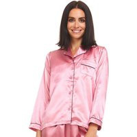 Women's Silk Satin Pajamas - Pj Set Top & Bottom Pink Black Piping | Etsy (US)