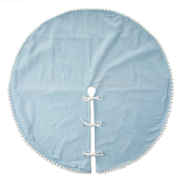 Christmas Tree Skirt with Pom-Poms, Blue, 48", by Holiday Time | Walmart (US)