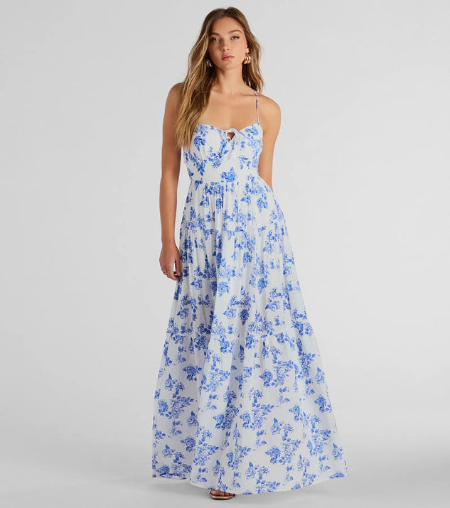 Charming Vibe Tie-Back Flowy Floral Woven Maxi Dress | Windsor Stores