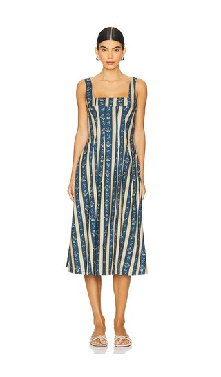 Corset Midi Dress in Floral Stripe & Deep Storm Multi | Revolve Clothing (Global)