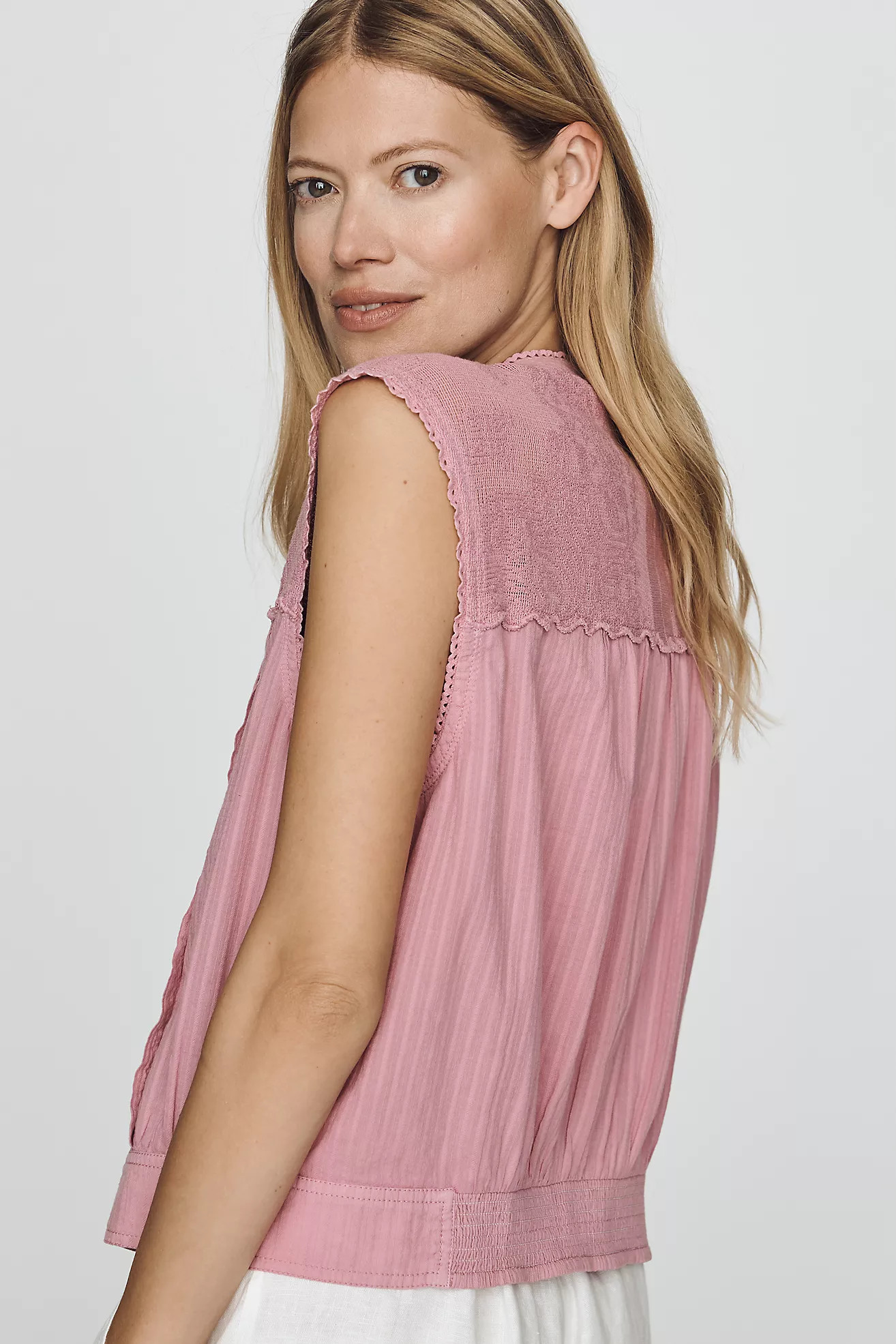 Pilcro Cotton Lace Muscle Top | Anthropologie (US)