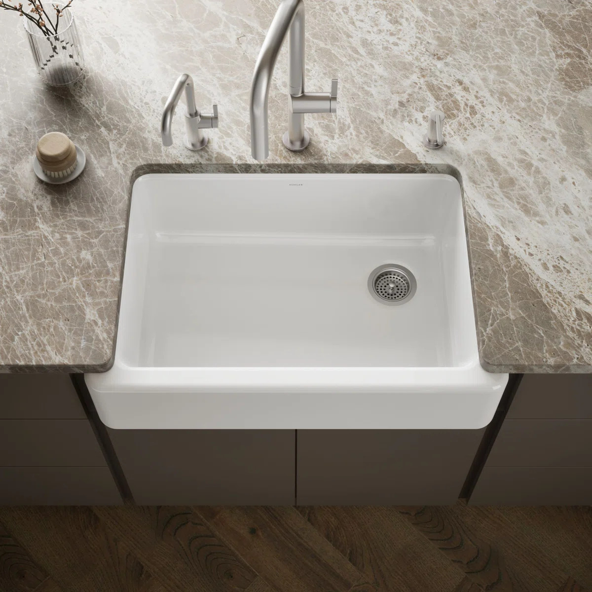 Whitehaven 33" x 22" Self-Trimming Under-Mount Single-Bowl Kitchen Sink with Tall Apron K-5827-0 | Wayfair North America