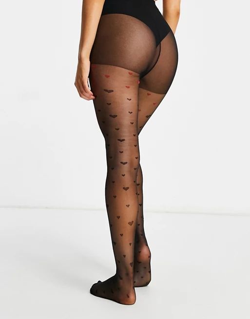 Pretty Polly sheer heart tights in black | ASOS (Global)