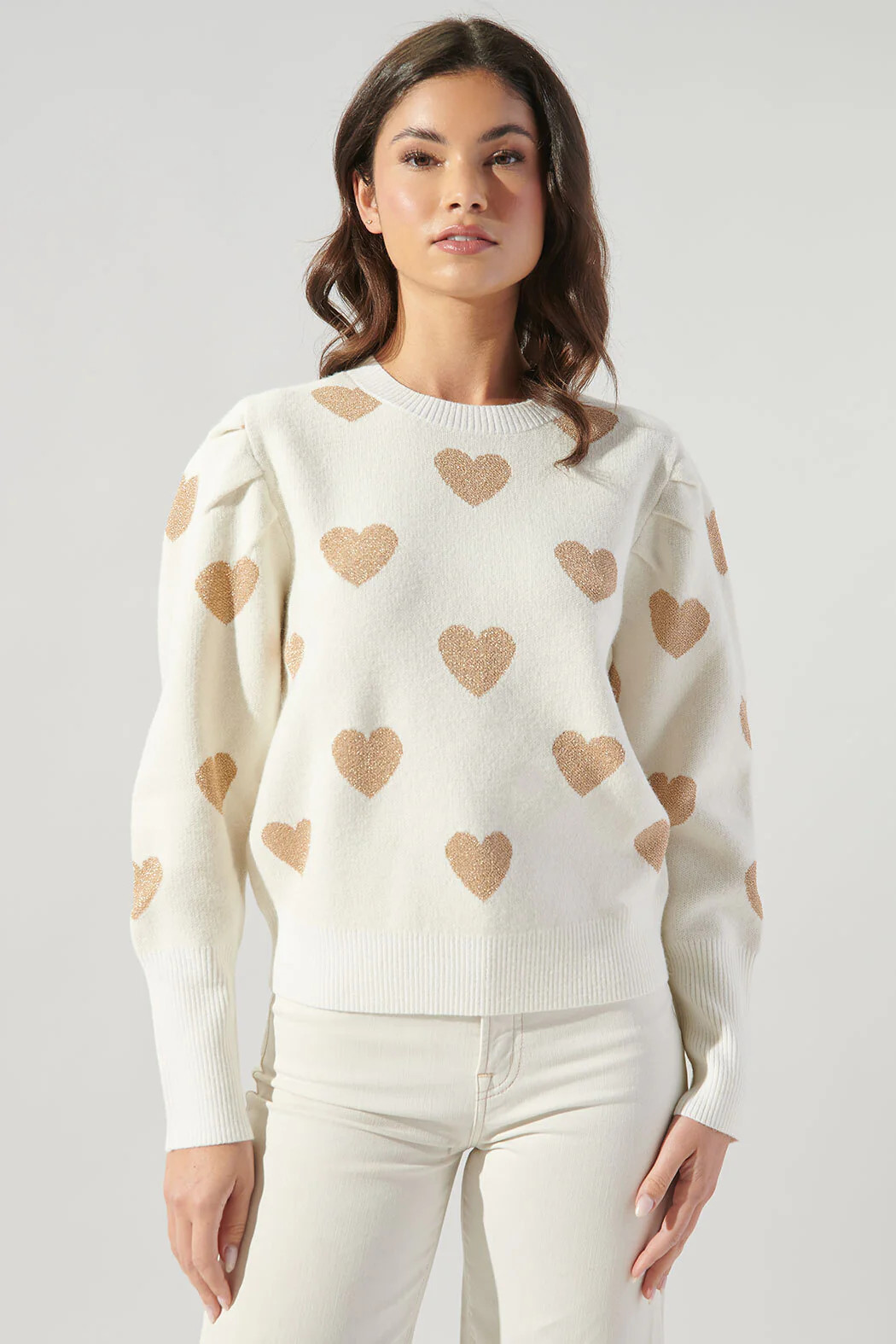 Sweetheart Lurex Puff Sleeve Sweater | Sugarlips