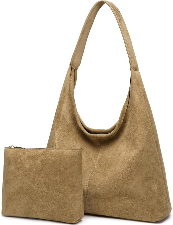 Casual Hobo Bag for Women Soft Shoulder Bags Slouchy Pu Leather Tote Purses for Work Travel | Amazon (US)