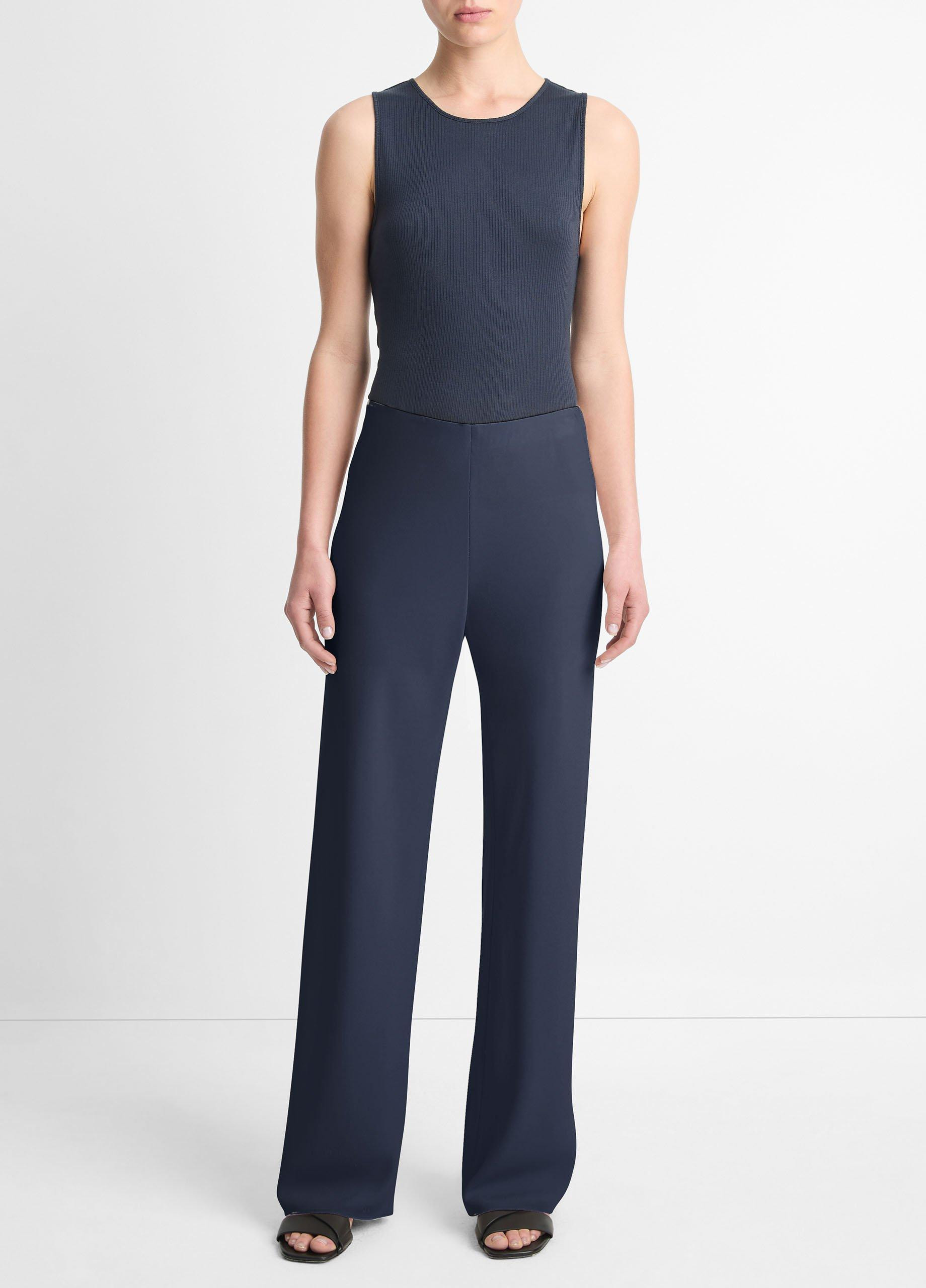 Women's High-Waist Crepe Bias Pant, Coastal Blue, Size XL Vince | Vince LLC