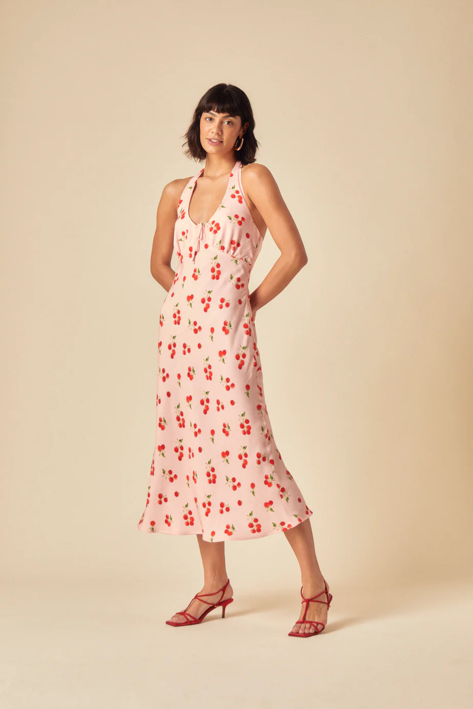 Pink Tomato Print Lyne Midi Dress | Nobody's Child