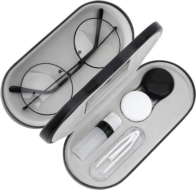 MoKo Double Eyeglass Case, Contact Lens Case with Mirror Tweezers Remover, 2 in 1 Double Sided Po... | Amazon (US)