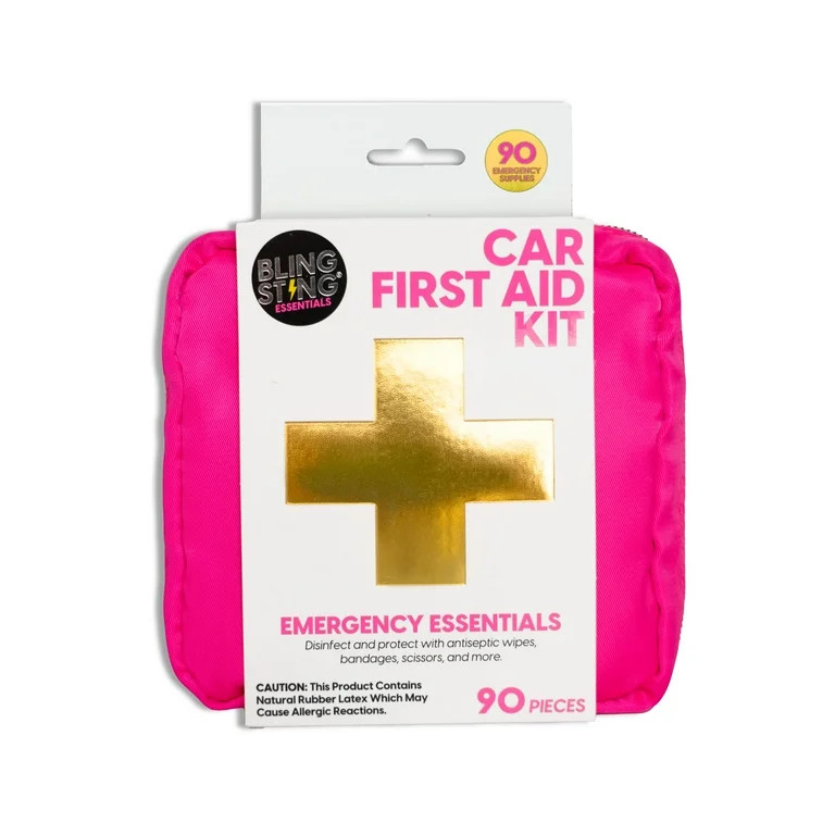 BLINGSTING Car First Aid Kit - 90 Pieces Included, Pink, 1 Count | Walmart (US)