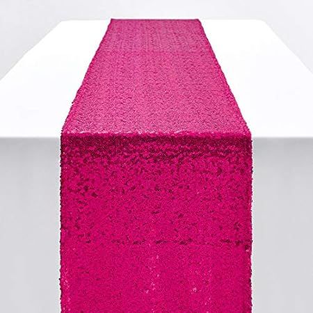 12x108-Inch Hot Pink Sparkly Sequin Table Runner Glitz Sequin Table Runner for Wedding Part/Event Li | Amazon (US)