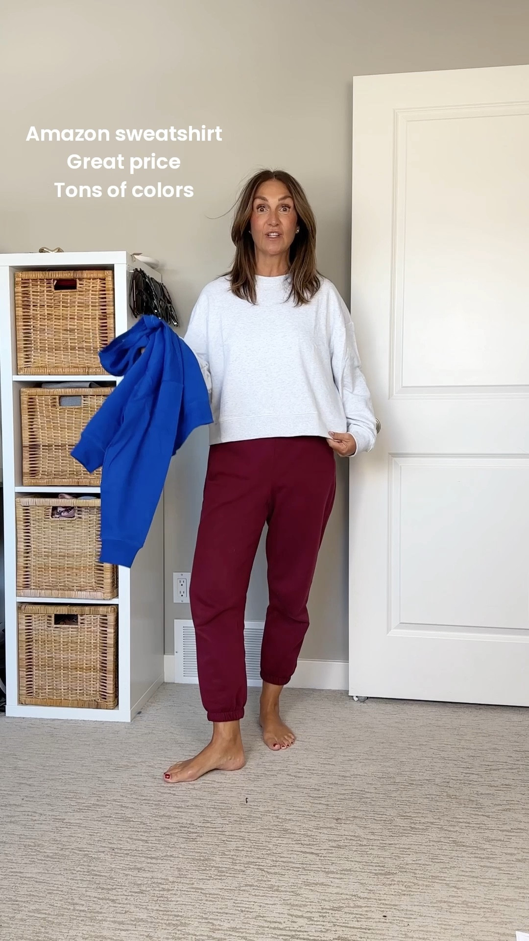 Great basic Amazon sweatshirt! 
I’m 5’ 7” and my usual size is small but I also have a slightly long torso and arms so I often prefer M in tops.
18 color options!
Sweatpants are old from Gap


#LTKootd #LTKSaleAlert #LTKOver40