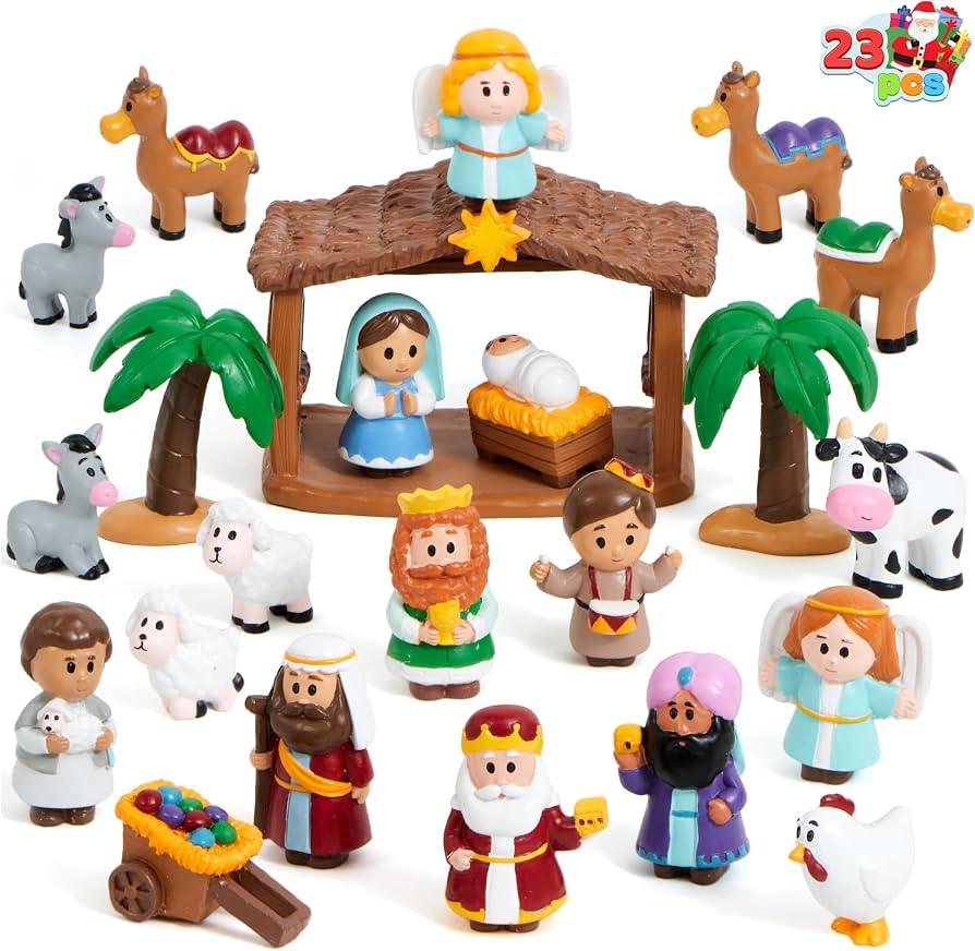 JOYIN 23 PCS Christmas Little Nativity Playset Figurine, Christmas Story Manger Scene Miniature T... | Amazon (US)