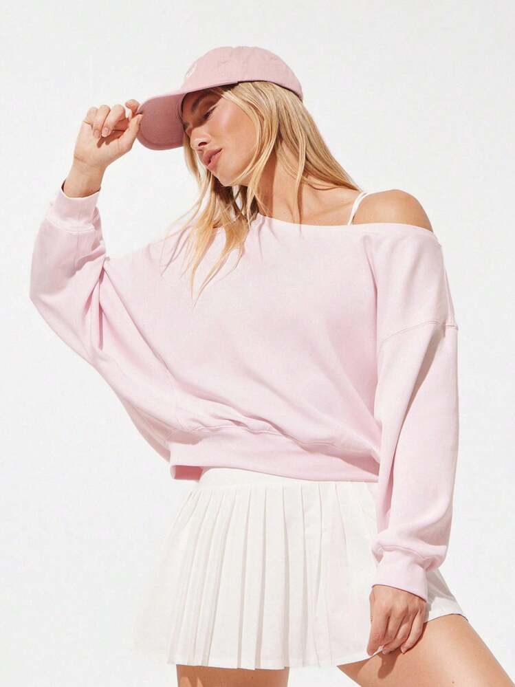 GLOWMODE Modal Soft Oversized Off-Shoulder Sweatshirt Daily Casual Fall | SHEIN