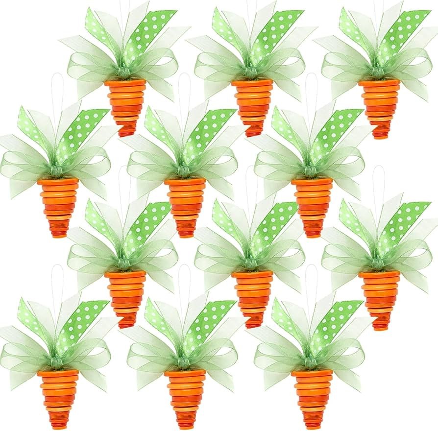 Soulchen 12 Sets Easter Craft Kit Carrot Bunny Button Ornament Make Your Own Button Pendant DIY E... | Amazon (US)