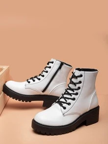 Minimalist Lace-up Front Combat Boots | SHEIN