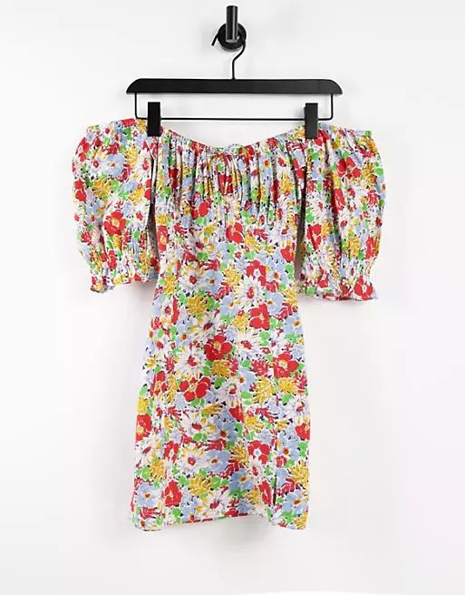 Influence floral mini dress with puff sleeves | ASOS | ASOS (Global)