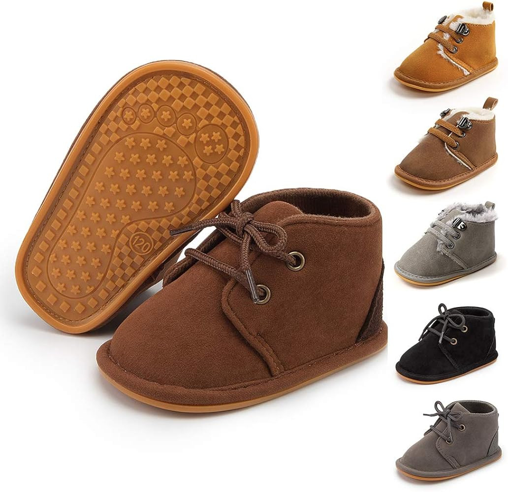 Meckior Baby Booties Newborn Infant Unisex Baby Girls Boys Velvet Rubber Anit-Slip Sole Shoes Toddle | Amazon (US)