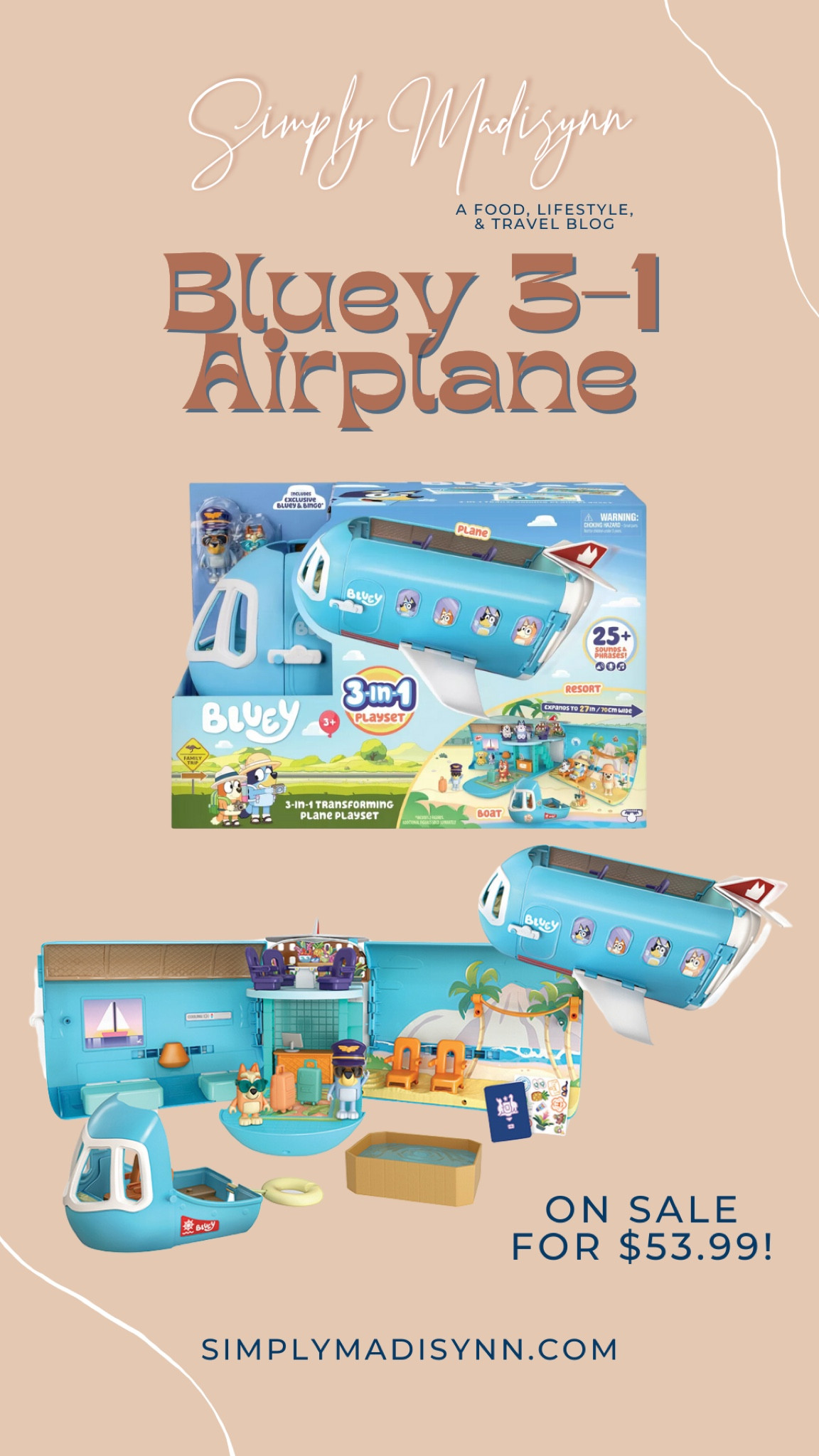 As a mama to a Bluey fan, this toy is highkey really cool. I didn’t realize it was a three in one when I bought it, but it made it better🙌🏽 It comes with a pilot #bluey and #bingo, accessories, and stickers for the plane too💙

Currently on sale for $53.99 at Target!

#LTKKids #LTKGiftGuide #LTKSaleAlert
