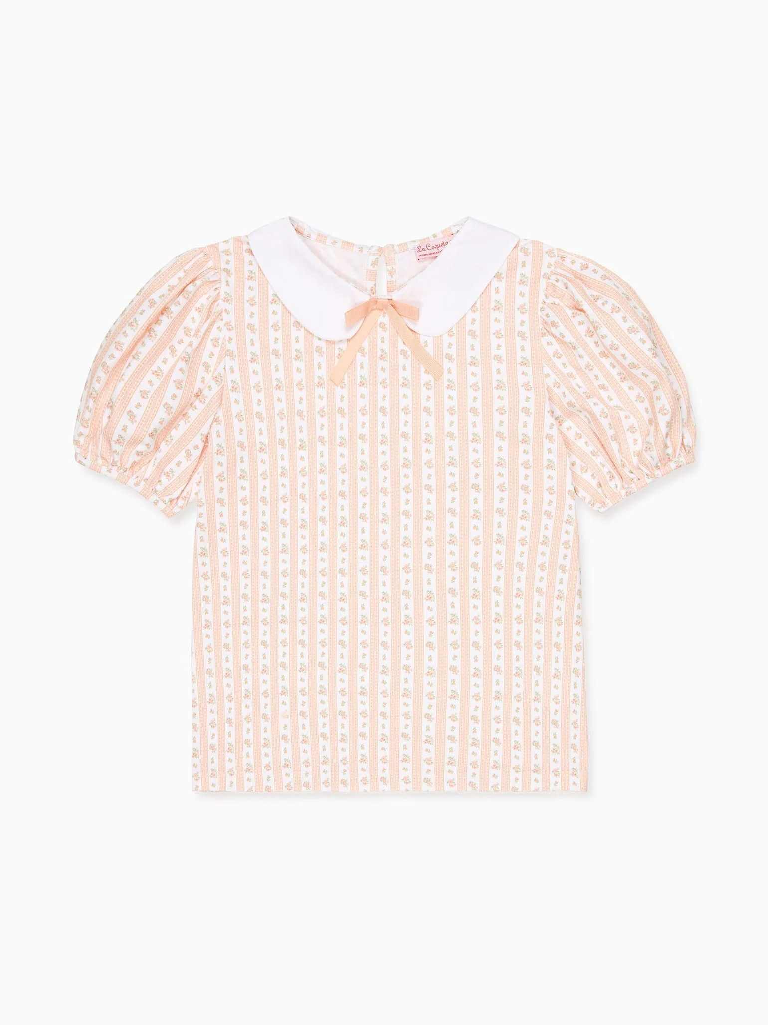 Pink Floral Stripe Anabelle Girl Top | La Coqueta (US)