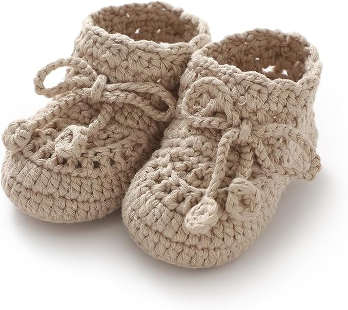 Hadetoto Baby Booties Hand Crochet Knit Cotton Bootie Soft Cozy Warm Socks Shoes Newborn First Wa... | Amazon (US)
