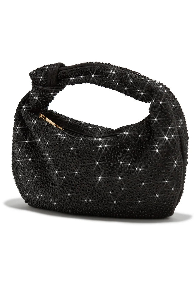 Miss Lola | Day & Night Black Embellished Knotted Handbag | MISS LOLA
