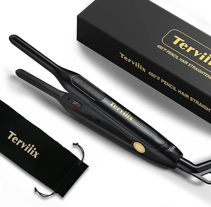Terviiix Pencil Flat Iron for Edges & Short Hair, 3/10 Inch Small Hair Straightener for Men, Cera... | Amazon (US)