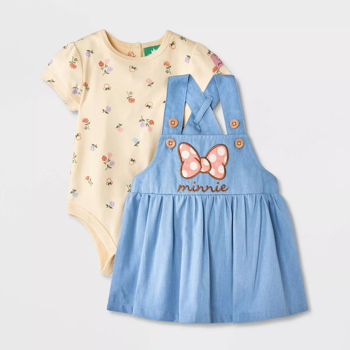 Baby Girls' 2pc Disney Minnie Mouse Chambray Dress Set - Blue 0-3M | Target