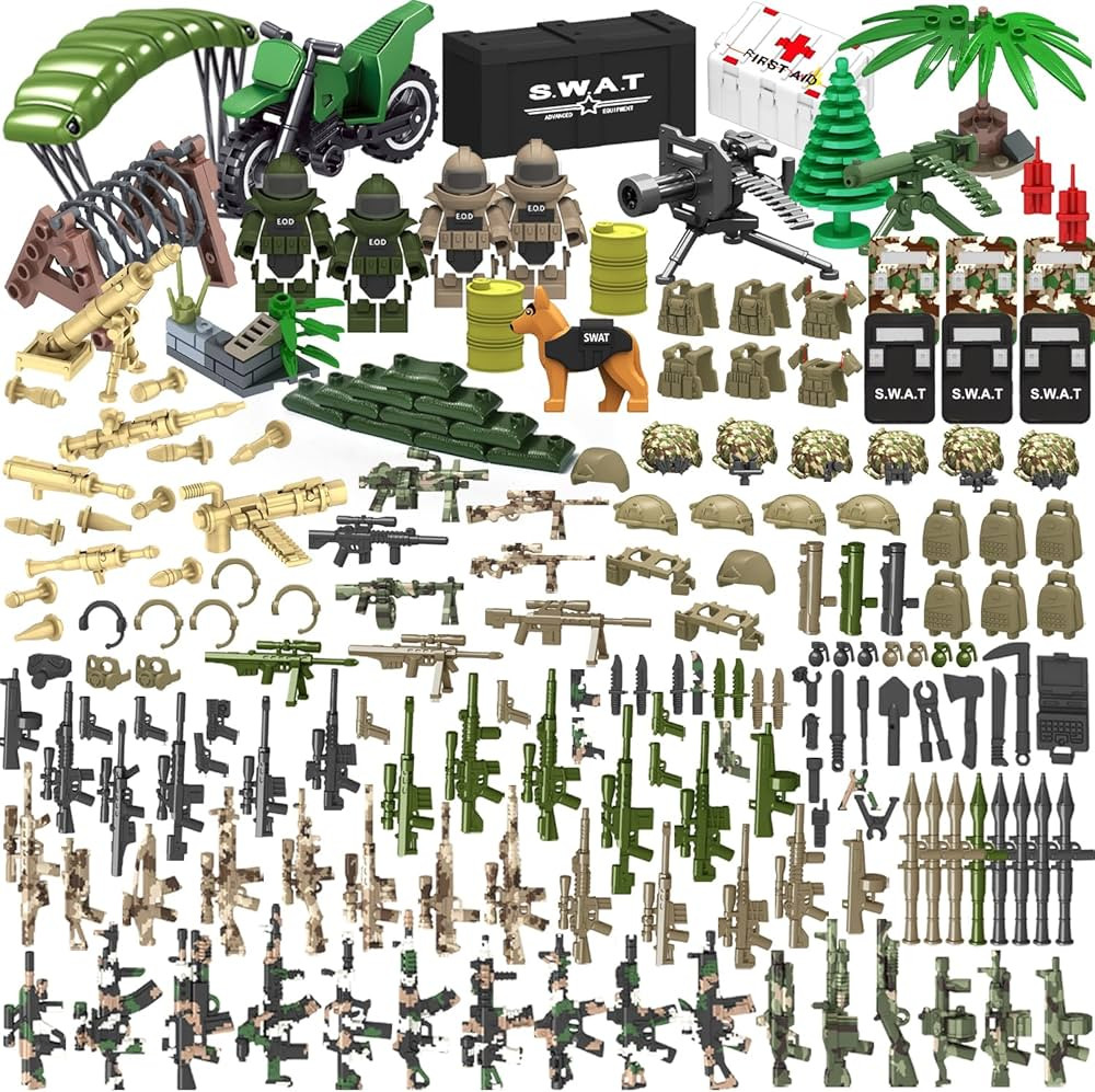 200+ Pcs Military Weapon Pack Accessories Toys Kits,STEM Military Soldier Style Weapon Sets,Swat ... | Amazon (US)