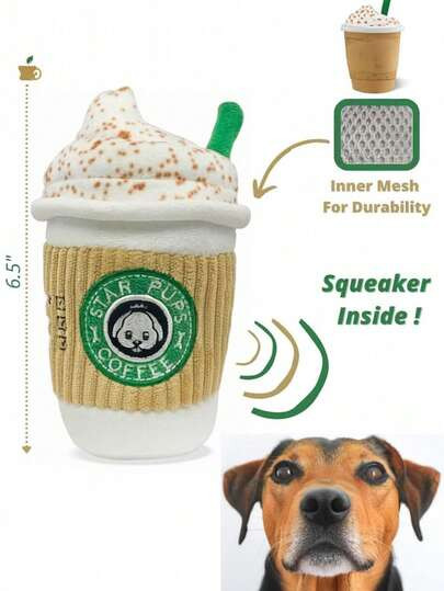Plush Coffee Cup Dog Toy Pup'kin Spice Latte - Fall Funny Parody Plush Squeaky Holiday Toys For Medium, Small And Large - Cute Gifts For Dog Birthday - Cool Stuffed For All Breed Sizes | SHEIN