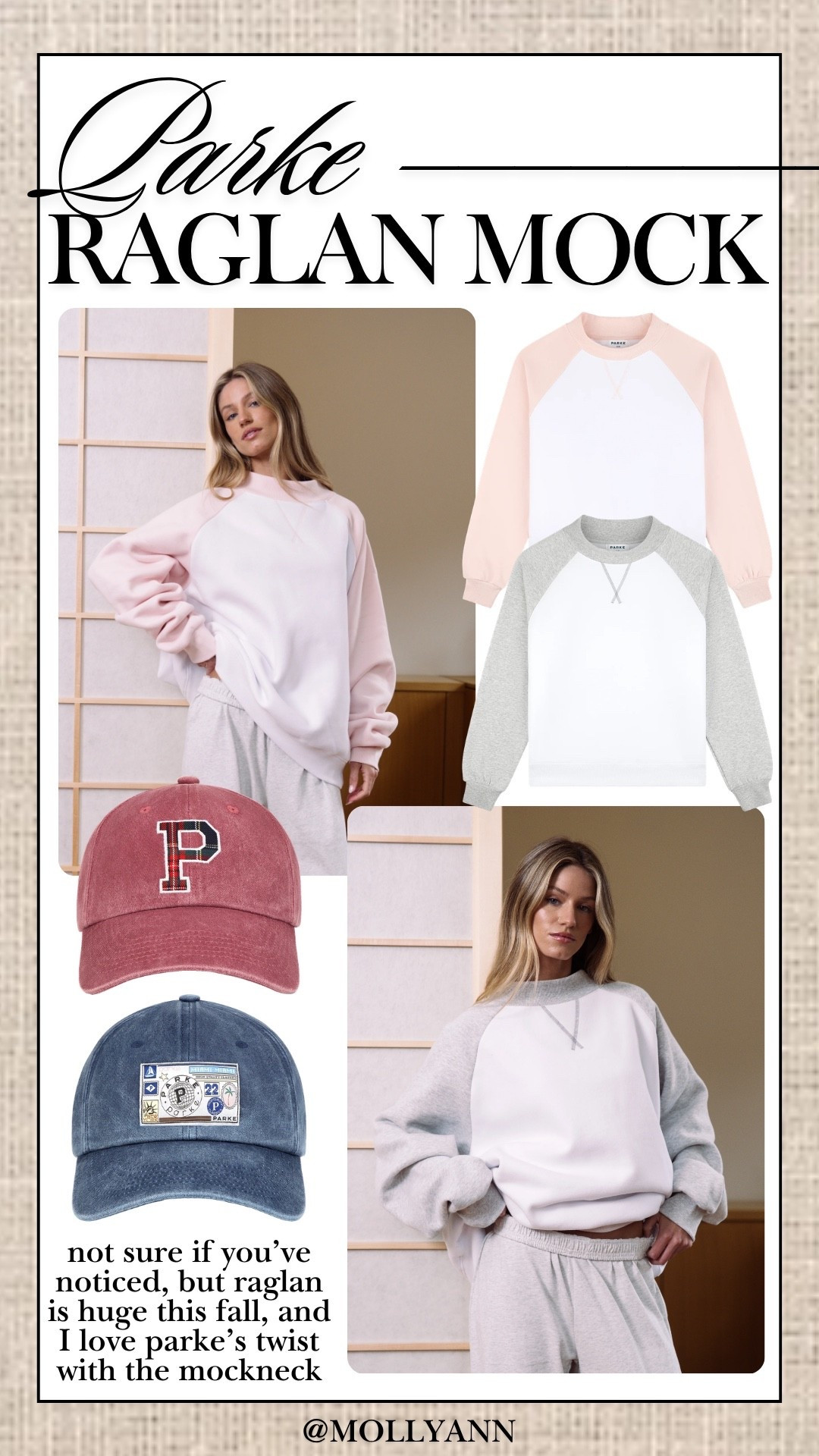 Parkes newest raglan mocknecks and classic hats